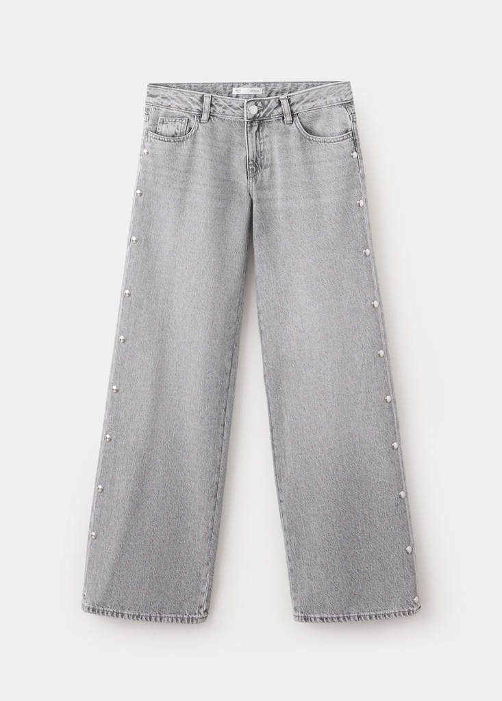 Straight-leg jeans with stud details — Denim Grey
