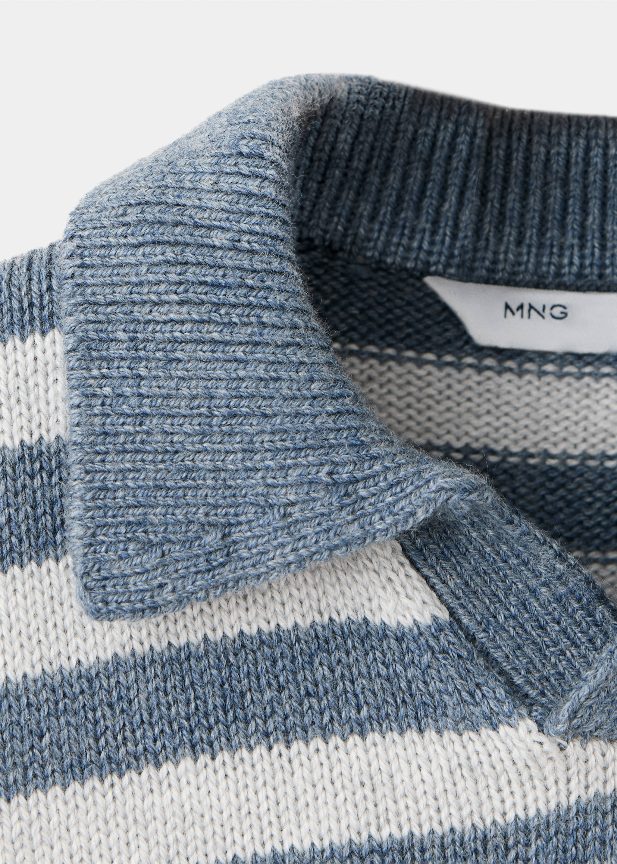 Jersey punto rayas cuello polo - Detalle del artículo 8, Azul. Ref: 37016348-00.