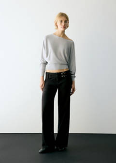 Straight-leg jeans with double waistband — Charcoal 8