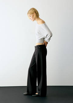 Straight-leg jeans with double waistband — Charcoal 7