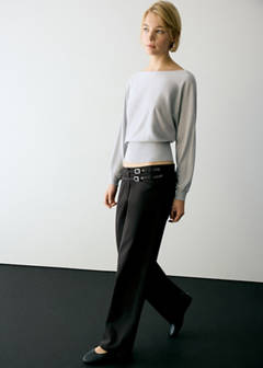 Straight-leg jeans with double waistband — Charcoal 9