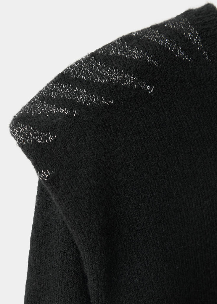 Knitted sweater with shimmer detail on the shoulders — Black