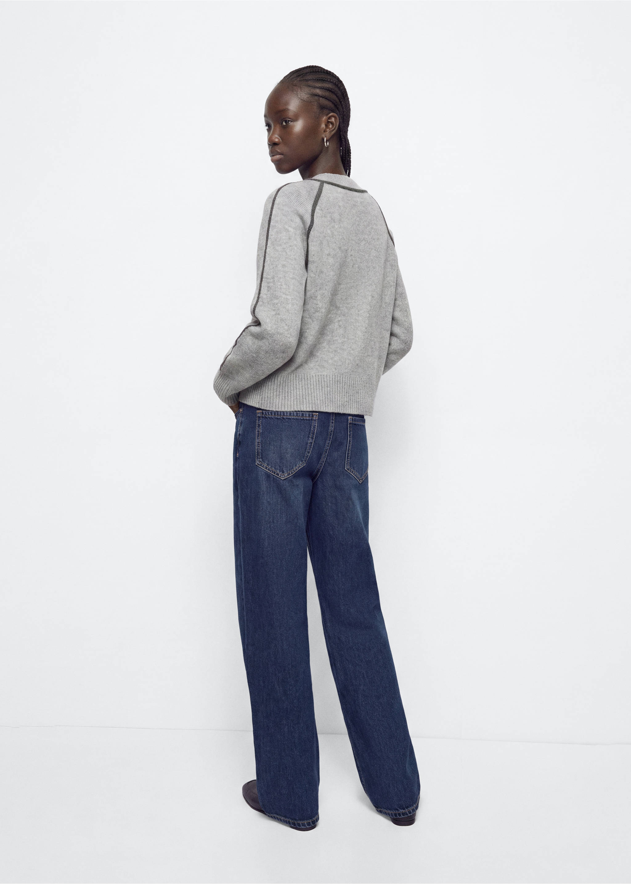 Pull-over détail lurex - Verso de l’article, Gris chiné clair. Ref: 37016355-00.