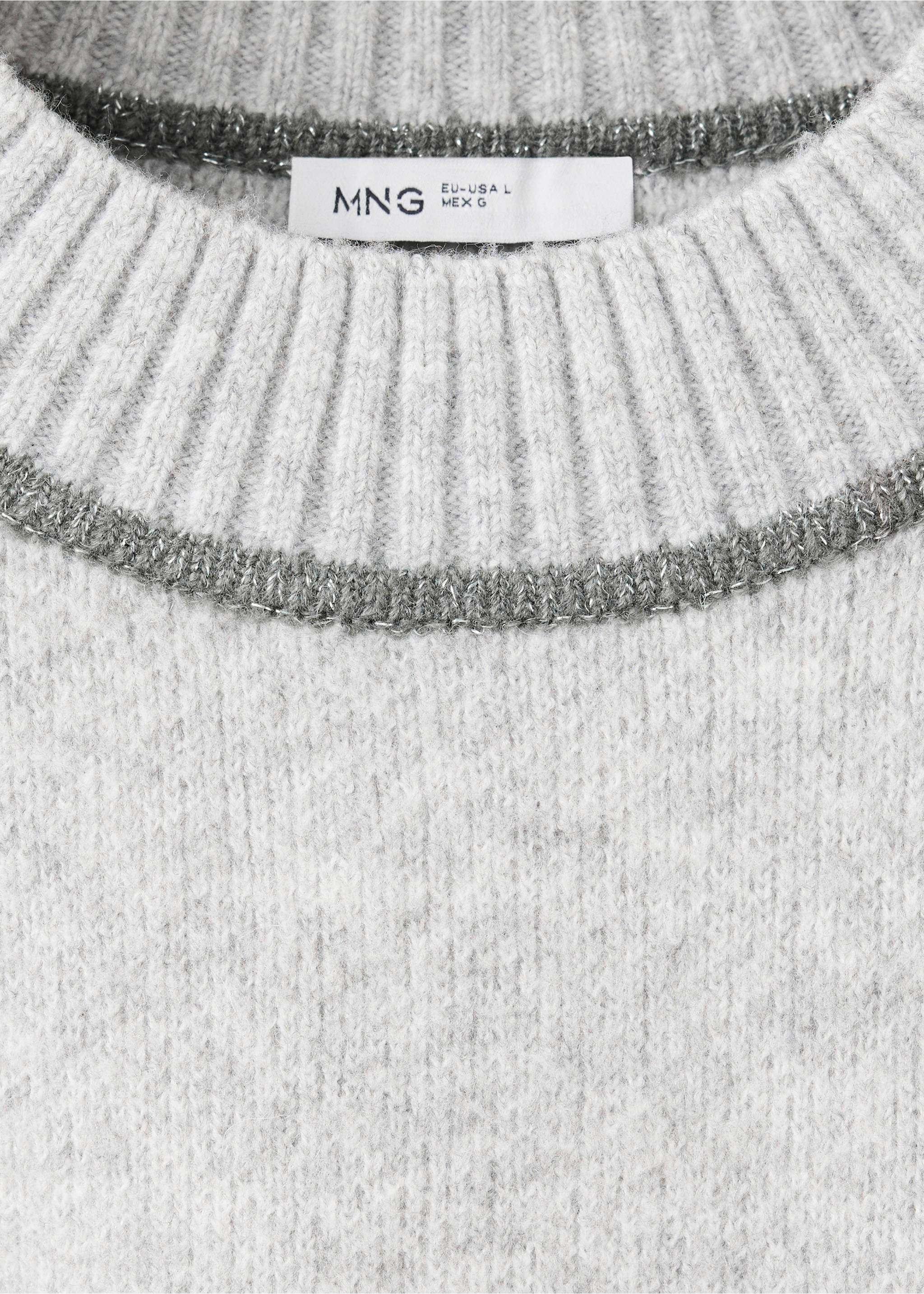 Pull-over détail lurex - Détail de l'article 8, Gris chiné clair. Ref: 37016355-00.