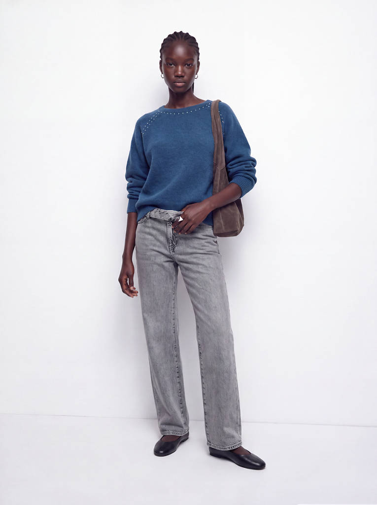 Sweter z ćwiekami ciemnoniebieski - Teen - L - MANGO TEEN