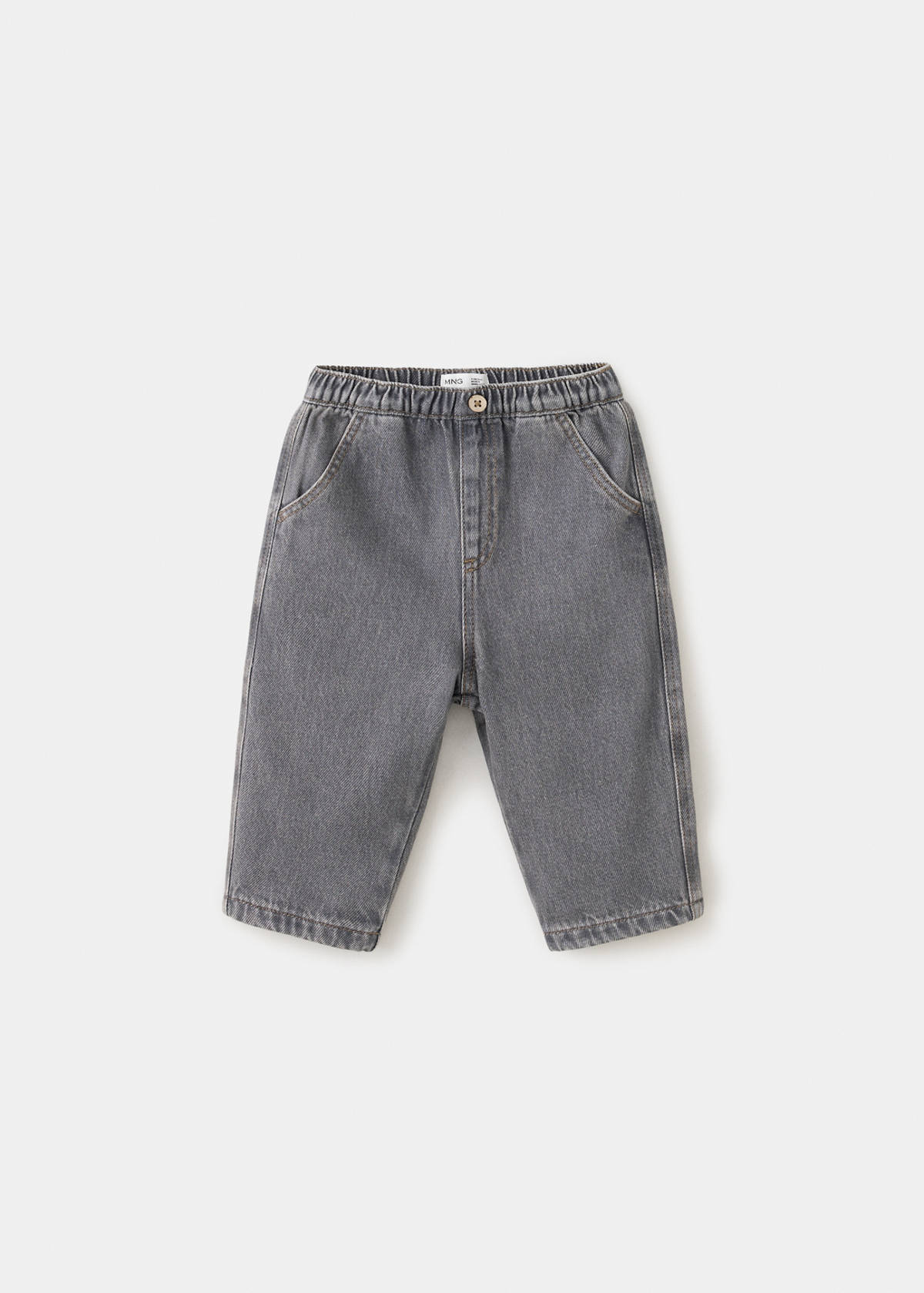 Straight-leg jeans with elasticated waistband — Denim Grey