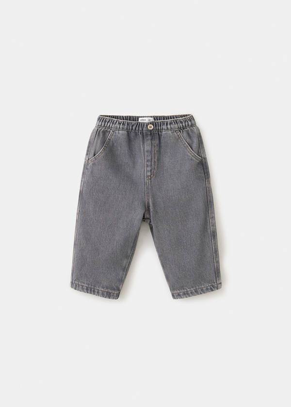 Straight-leg jeans with elasticated waistband — Denim Grey