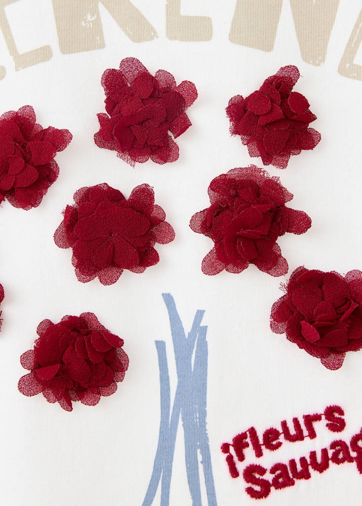 Cotton T-shirt with flower detail - thumbnail 4