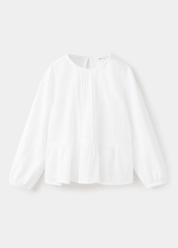 Frill T-shirt with lace trim detail — Off White