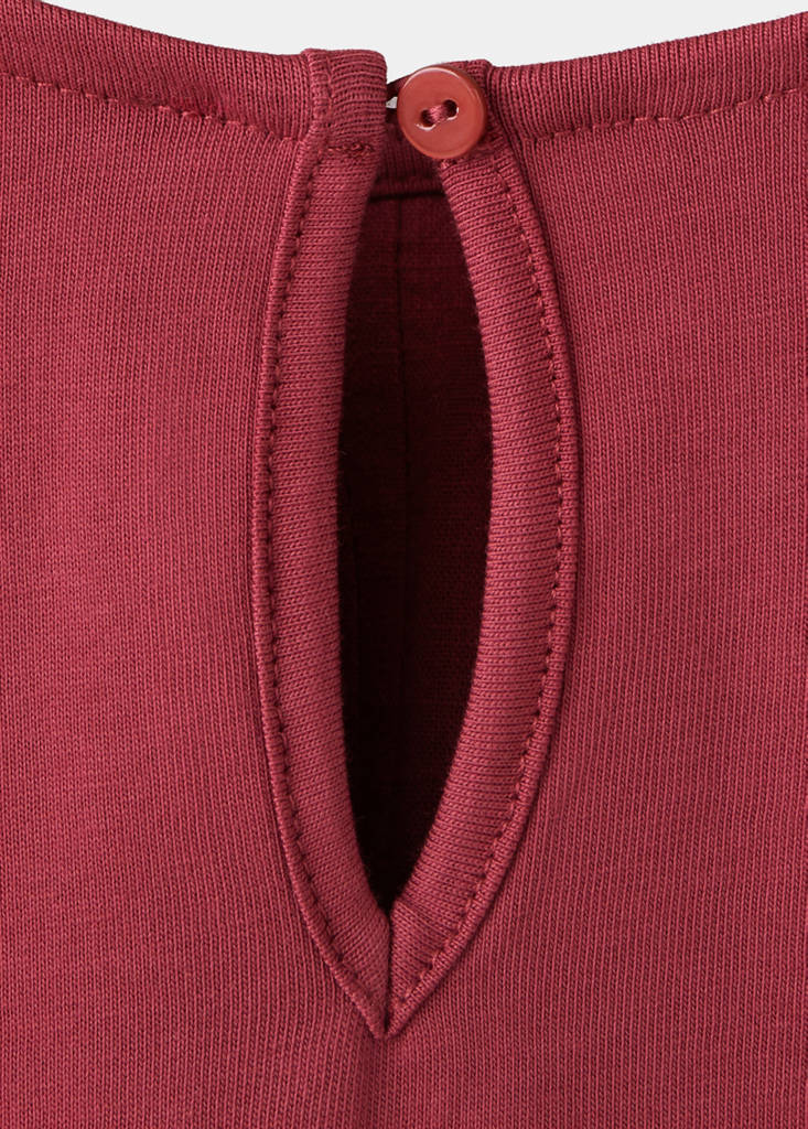 Frill T-shirt with lace trim detail — Cherry