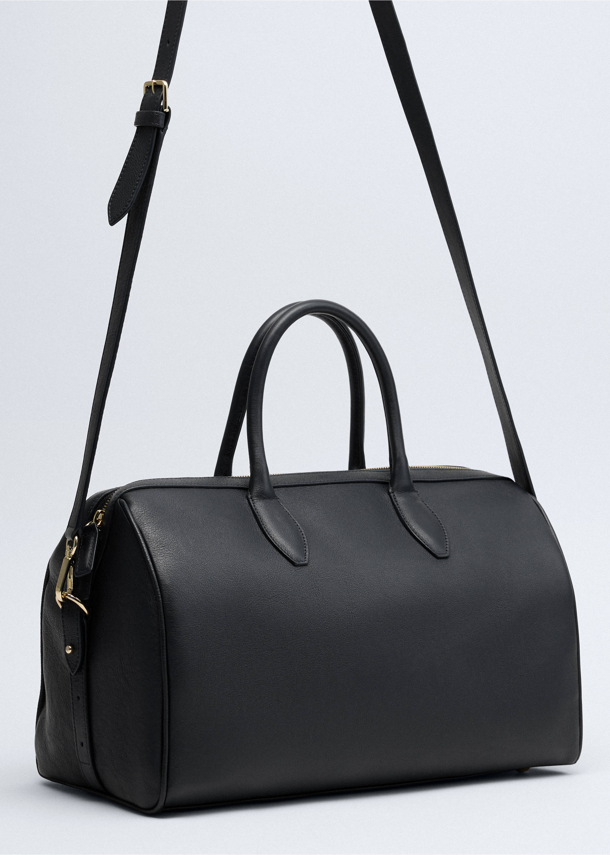 Double-handle leather handbag - Medium plane, Navy. Ref: 37016365-00.