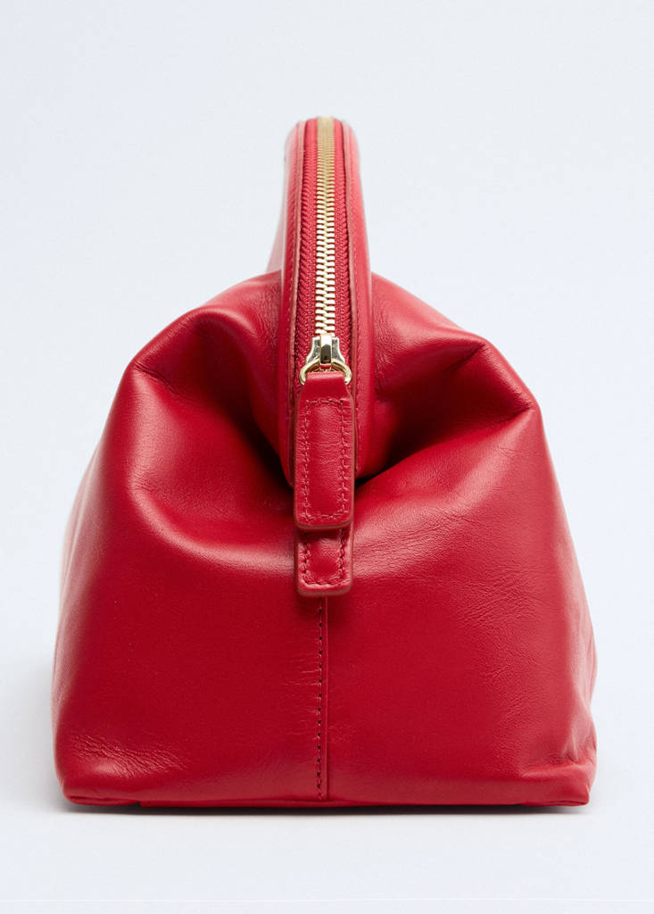 Leather clutch bag — Red