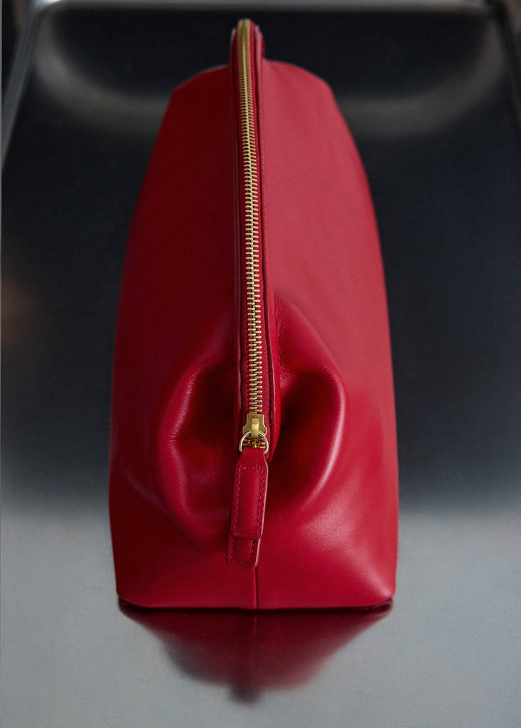 Leather clutch bag — Red