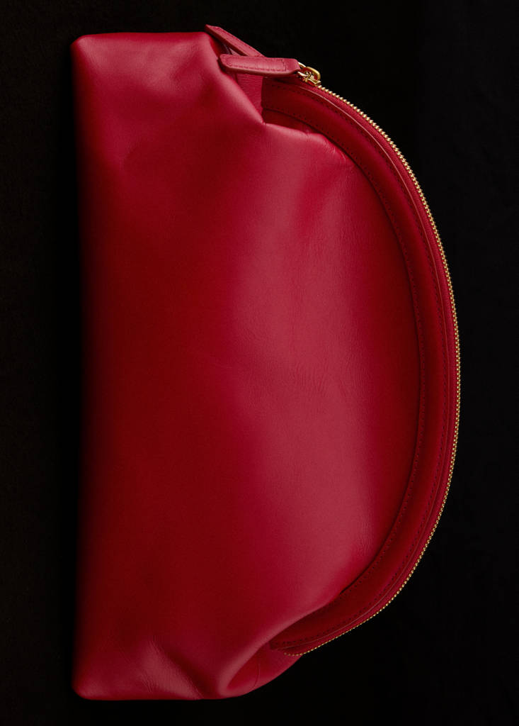 Leather clutch bag — Red