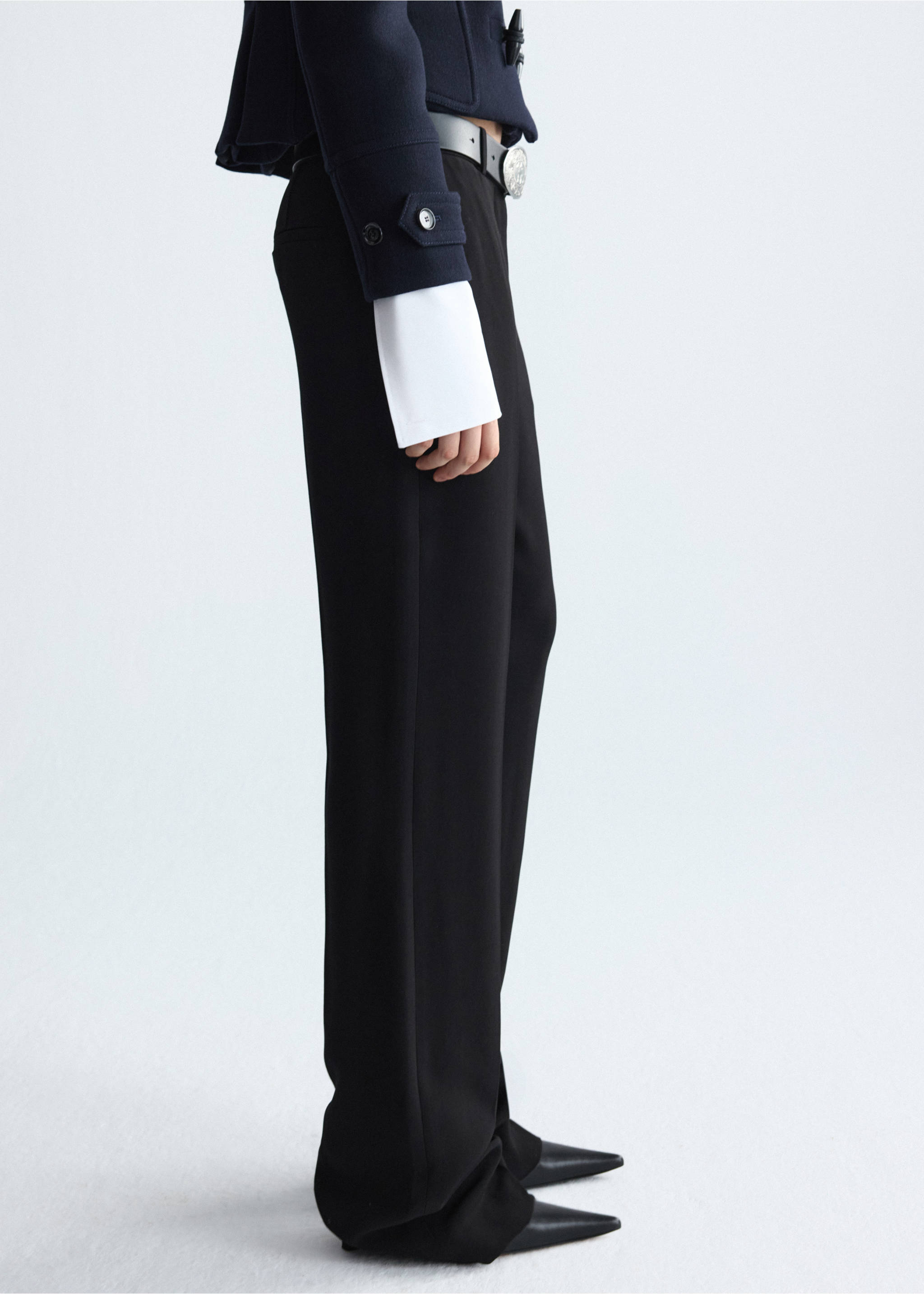 100% wool suit trousers - Medium plane, Black. Ref: 37016368-00.