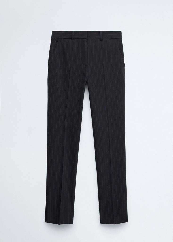 Pinstripe suit trousers — Navy