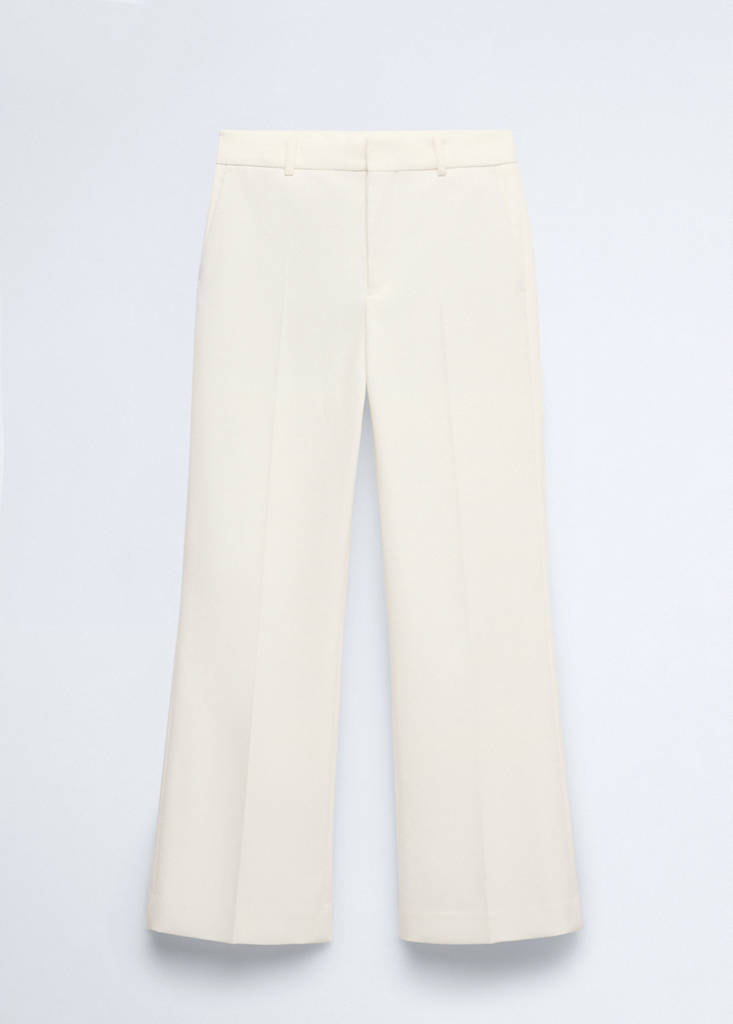 Low-rise cropped trousers — Ecru