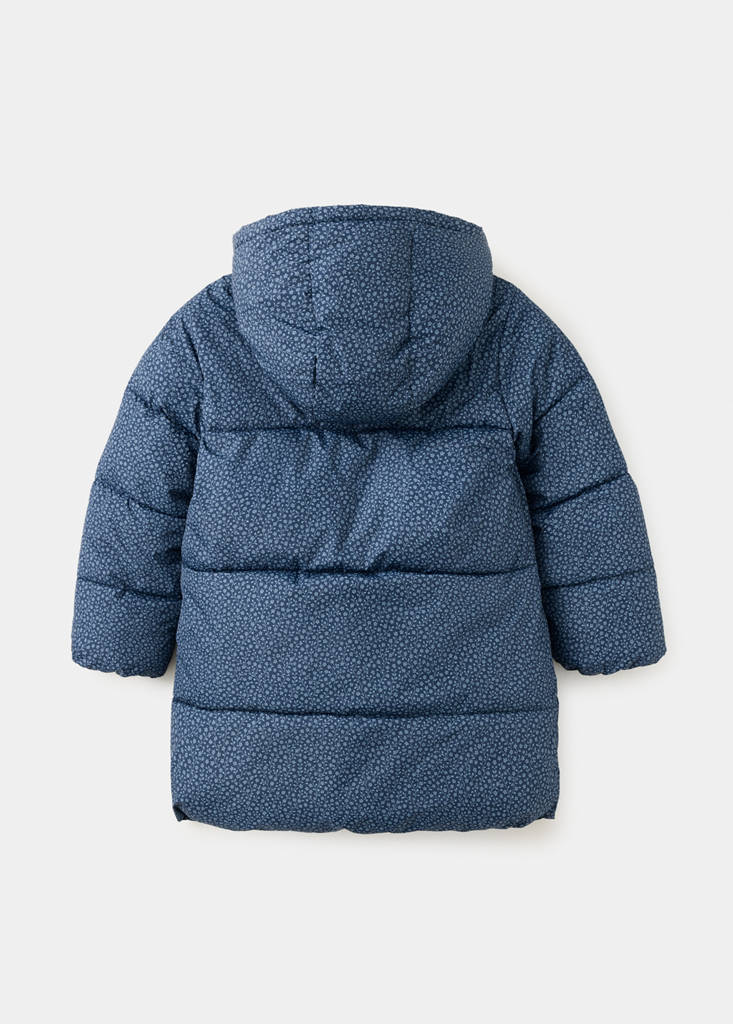 Long floral anorak — Night Blue