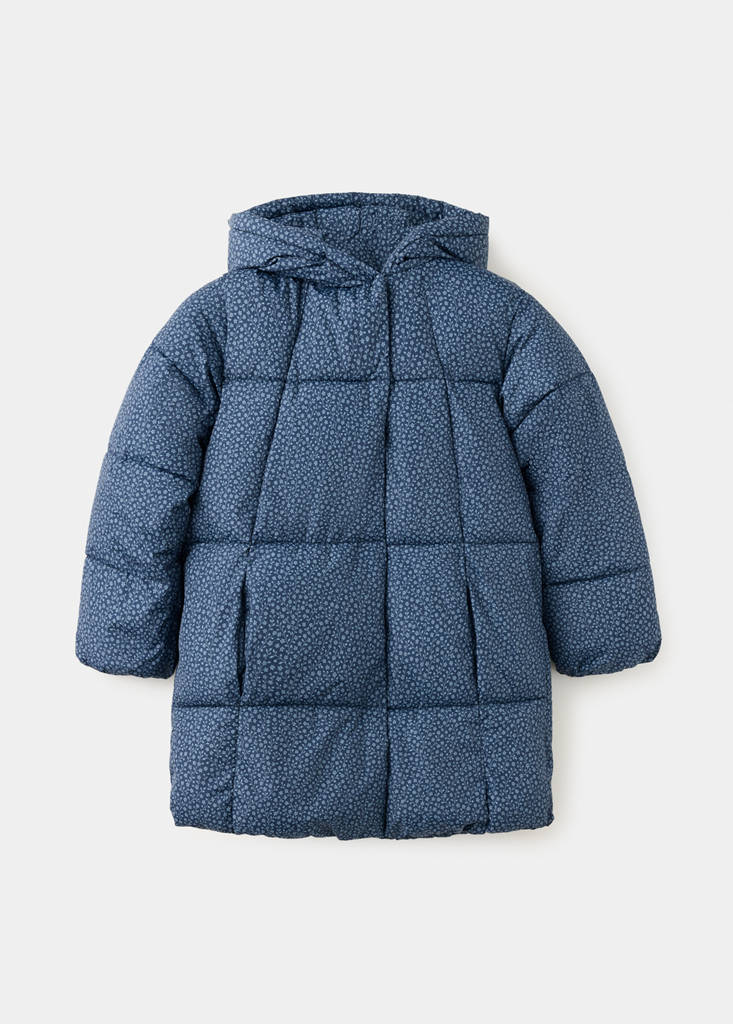Long floral anorak — Night Blue