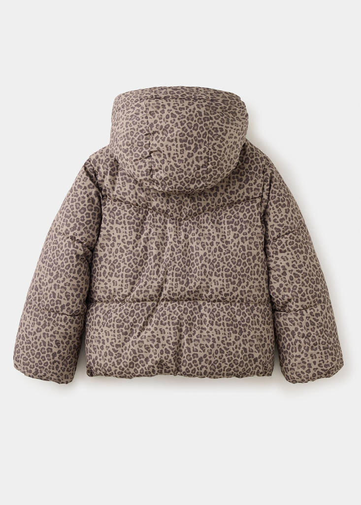 Leopard print padded anorak — Brown