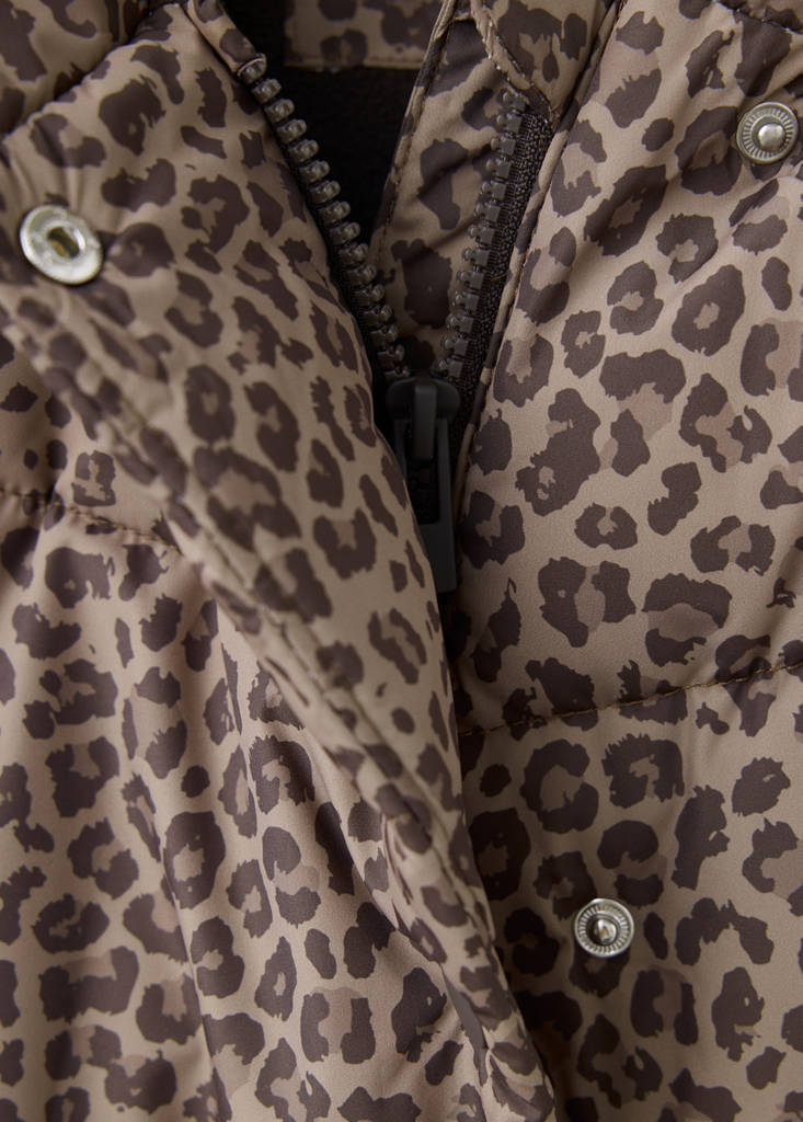 Leopard print padded anorak — Brown
