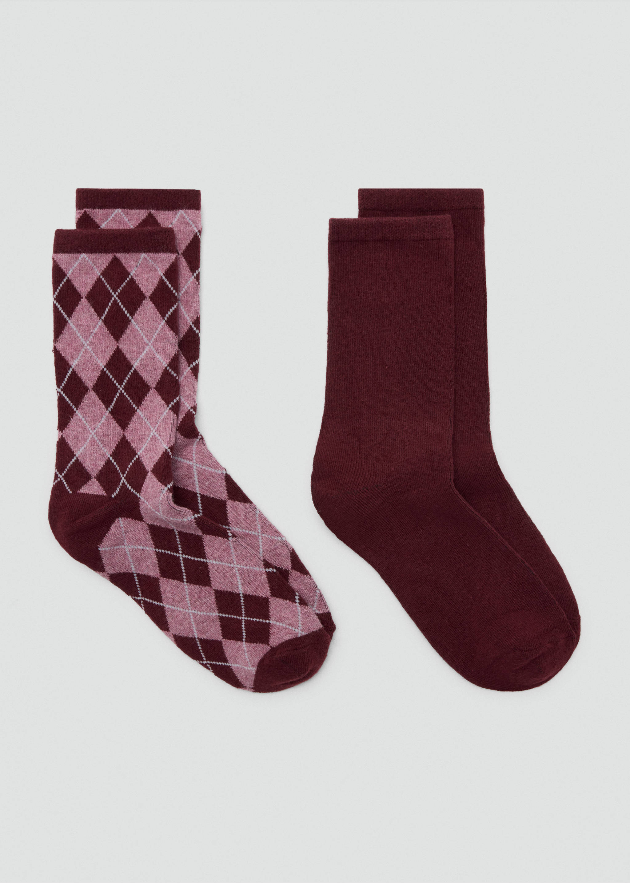 Pack 2 paires de chaussettes combinées - Article sans modèle, Bordeaux. Ref: 37016726-00.