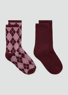 2 pack mixed socks — Burgundy 1