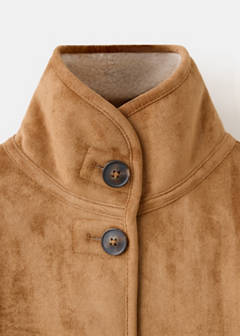 Suede effect sheepskin coat — Brown 2