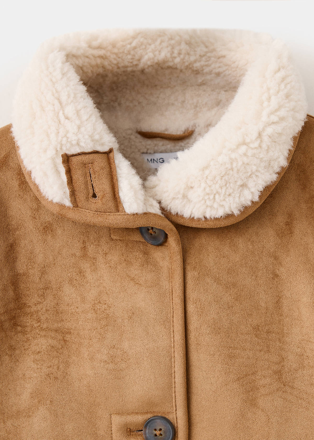 Suede effect sheepskin coat — Brown