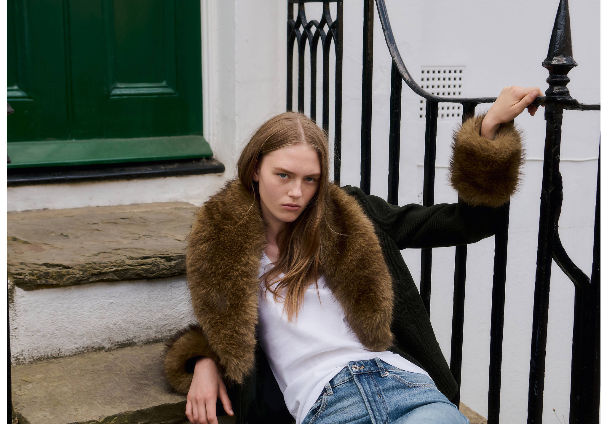 Wool blend coat with detachable fur lining - Panoramic plane