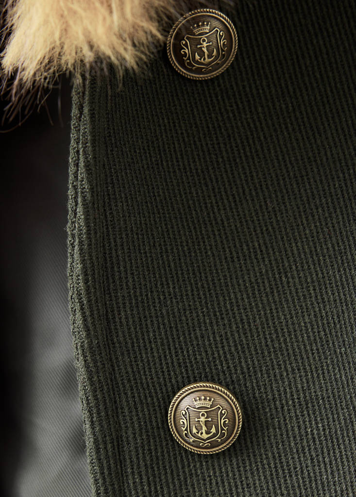 Wool-blend coat with detachable fur — Khaki
