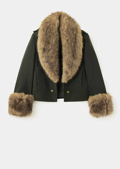 Wool blend coat with detachable fur lining — Khaki 5