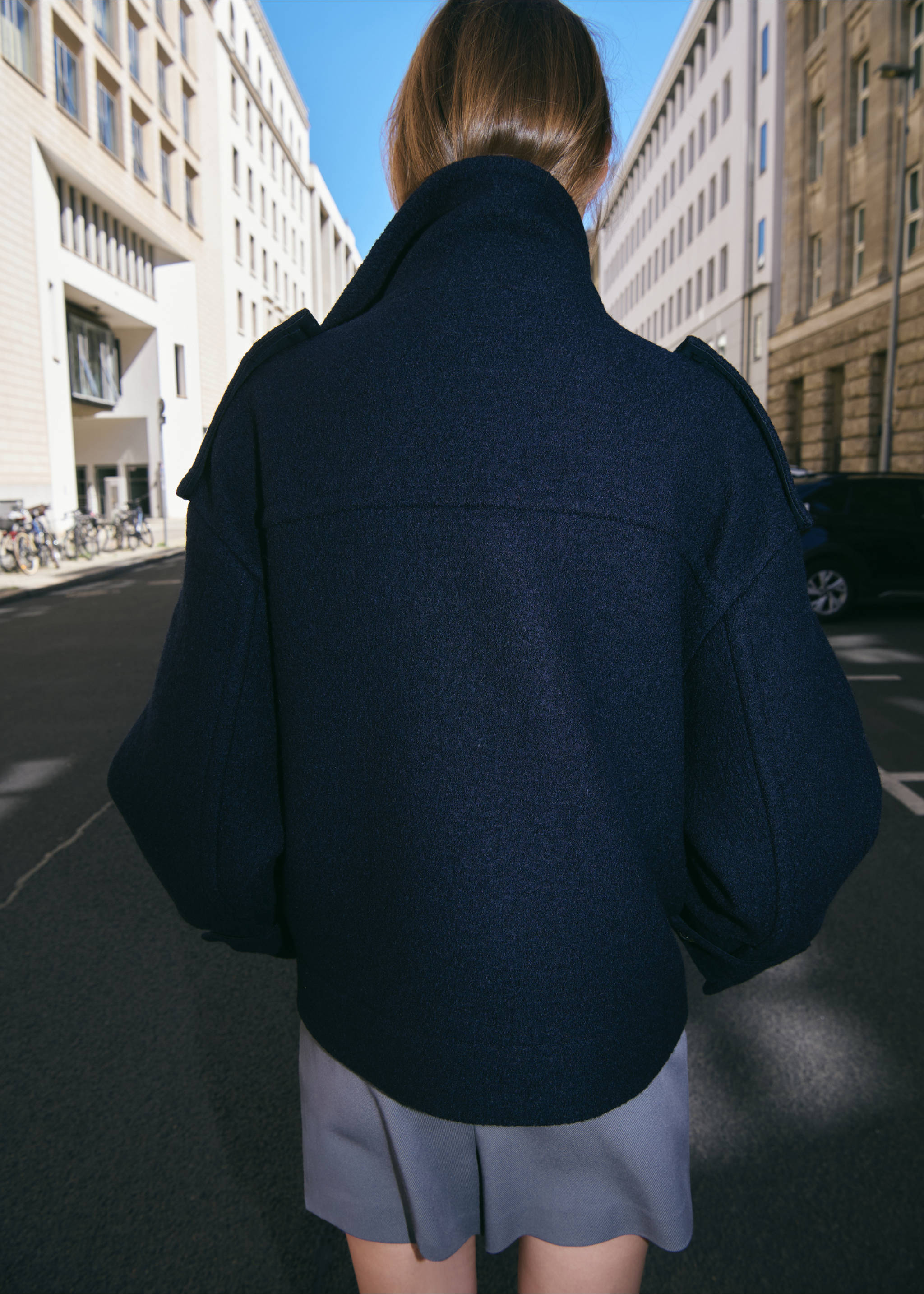 100% wool double-breasted coat - Reverse of the article, Navy. Ref: 37016746-00.