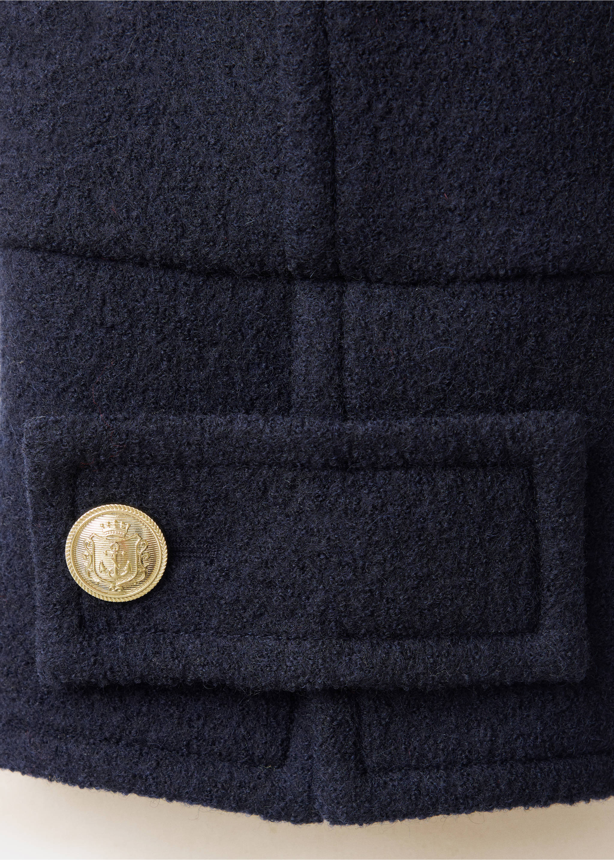 100% wool double-breasted coat - Details of the article 0, Navy. Ref: 37016746-00.