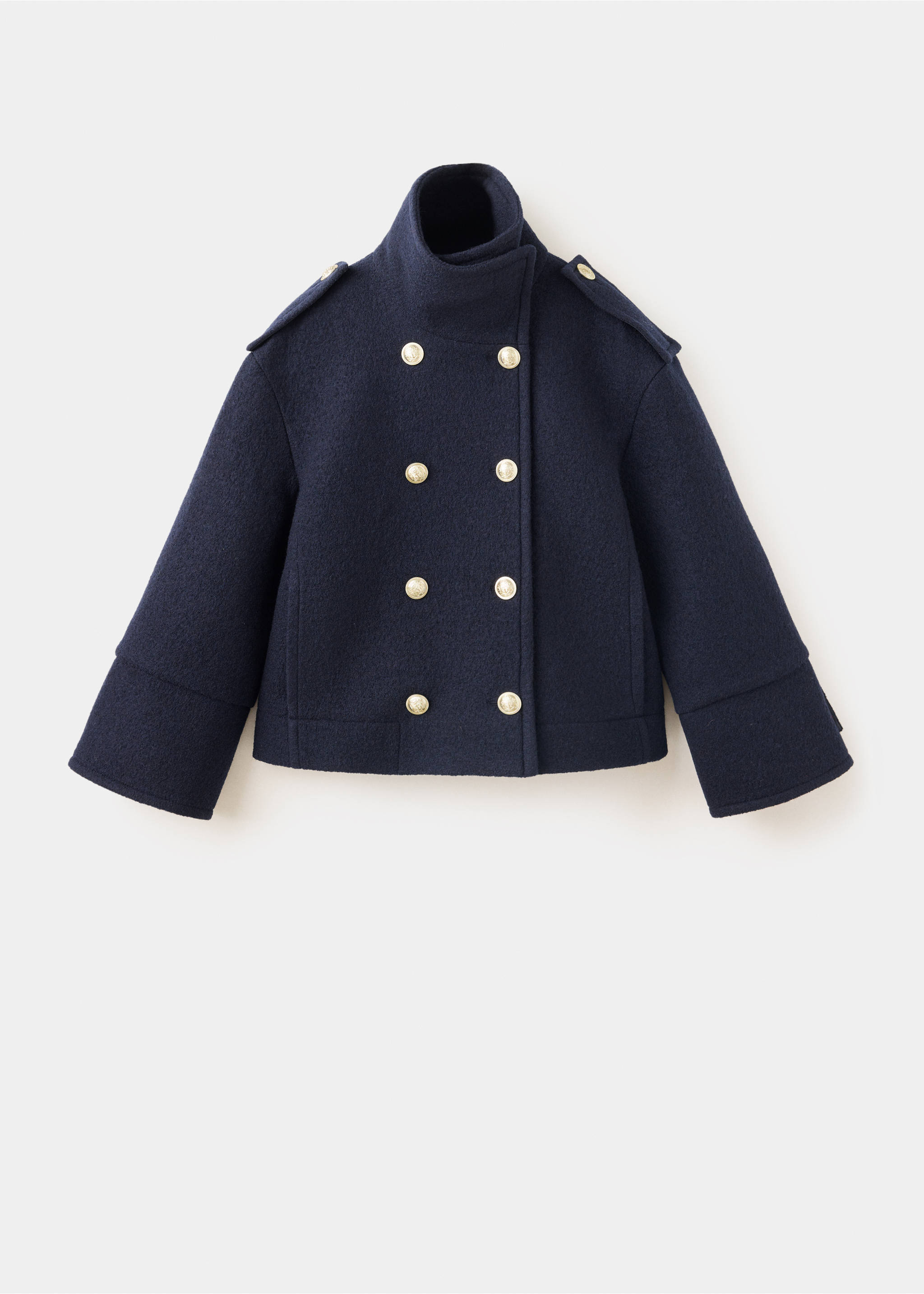 100% wool double-breasted coat - Article without model, Navy. Ref: 37016746-00.