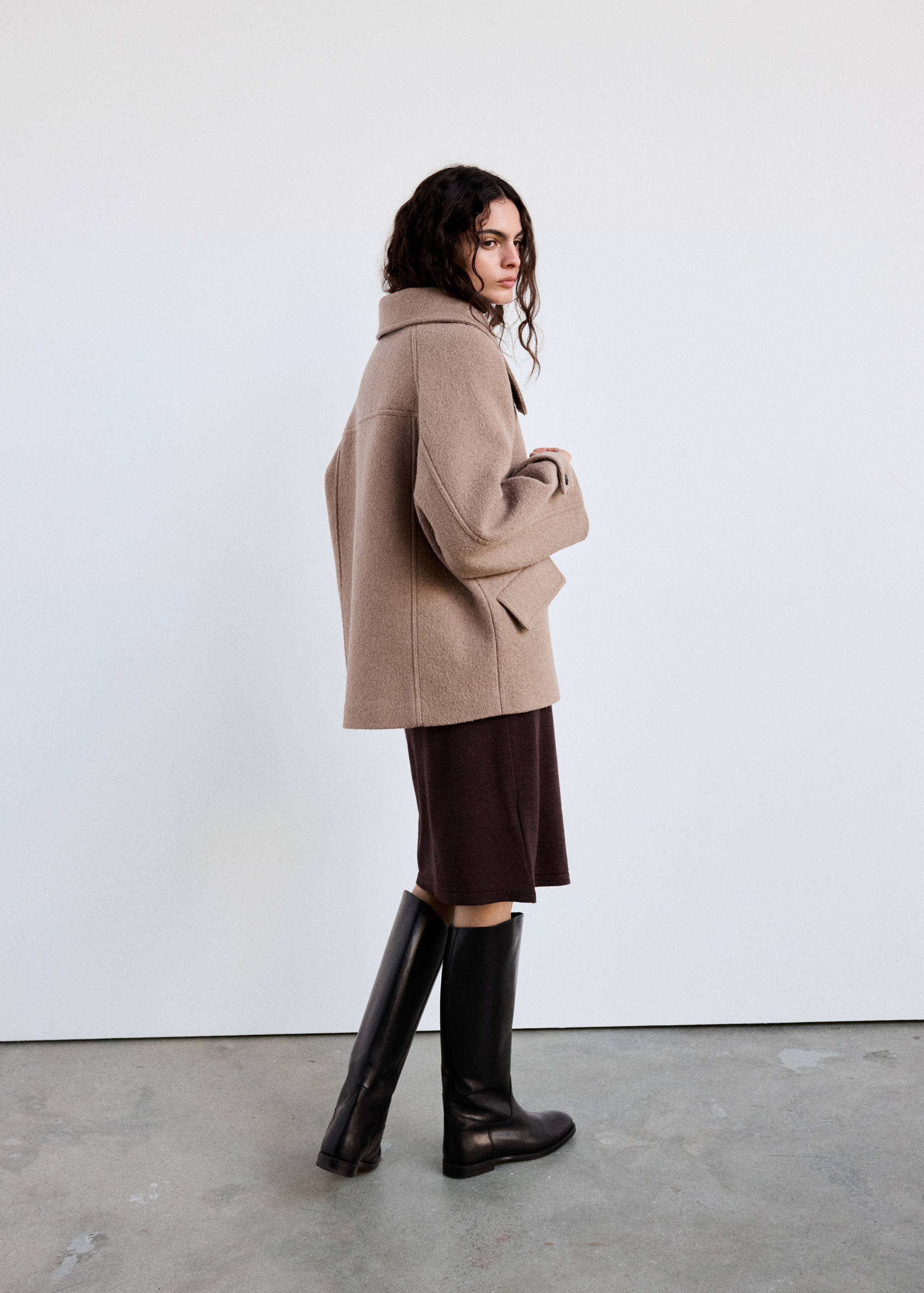 100% wool high-neck coat - Reverse of the article