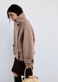 100% wool funnel-neck coat — Medium Brown 4