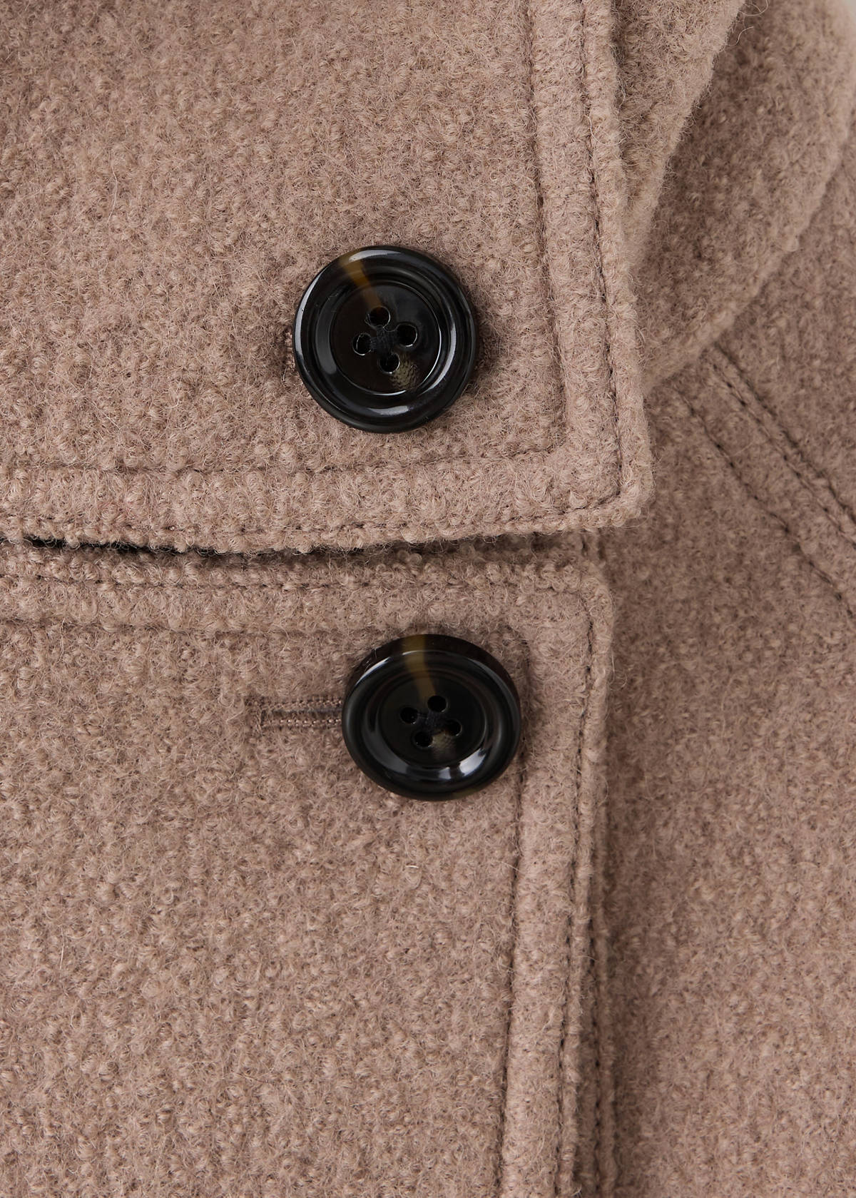 100% wool funnel-neck coat — Medium Brown