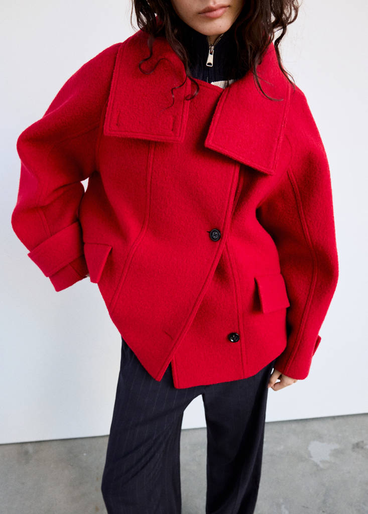 100% wool funnel-neck coat - thumbnail 2