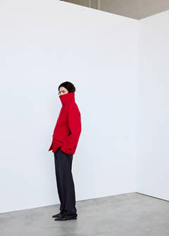100% wool funnel-neck coat — Red 4