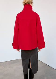 100% wool funnel-neck coat — Red 11