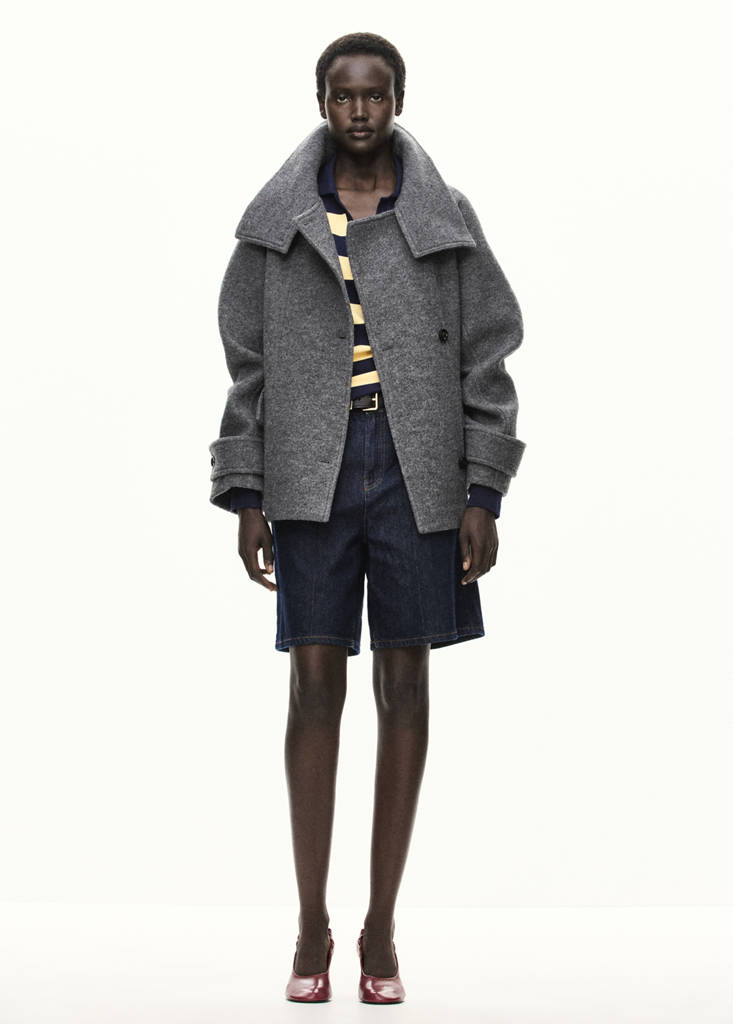 100% wool funnel-neck coat - thumbnail 8