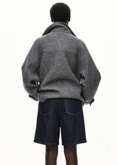 100% wool funnel-neck coat — Grey 3