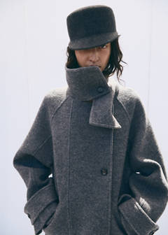100% wool funnel-neck coat — Grey 8