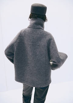 100% wool funnel-neck coat — Grey 10