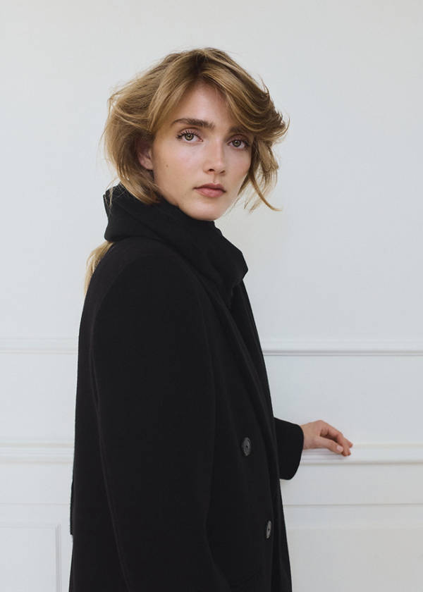 Manteco wool double-breasted coat — Black