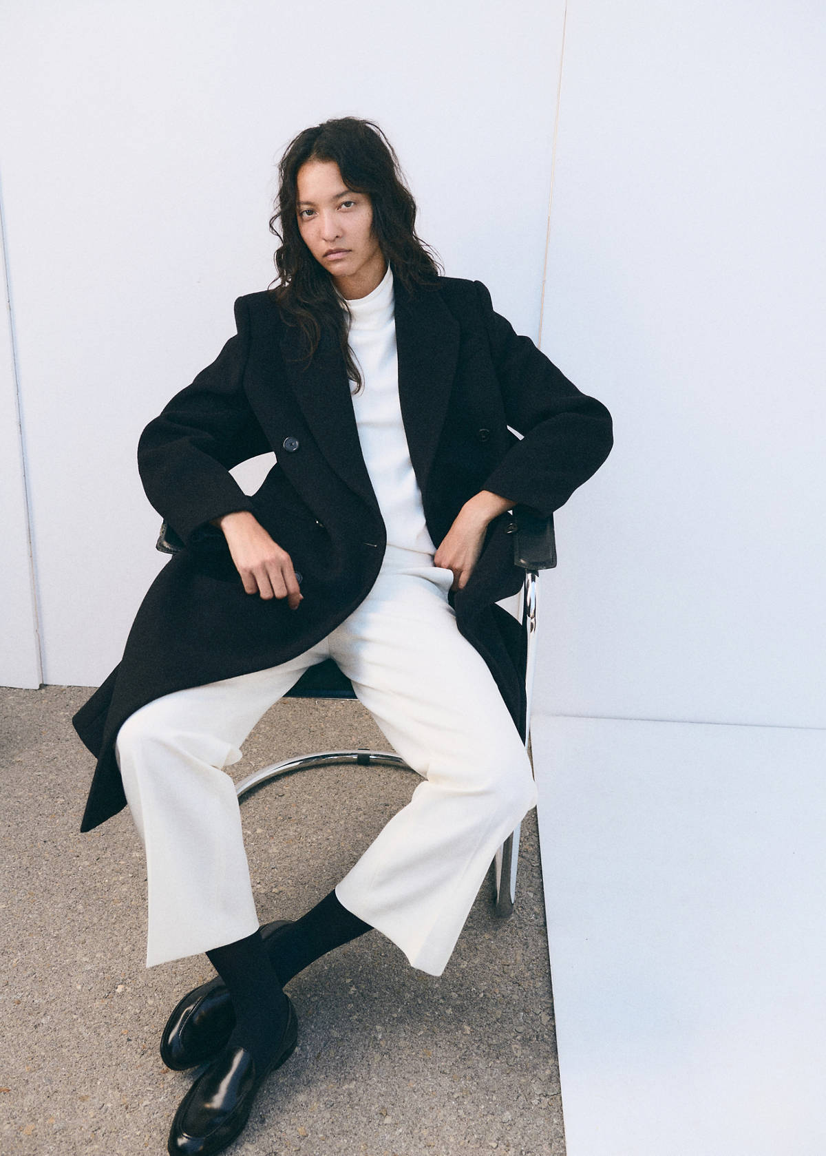 Manteco wool double-breasted coat — Black