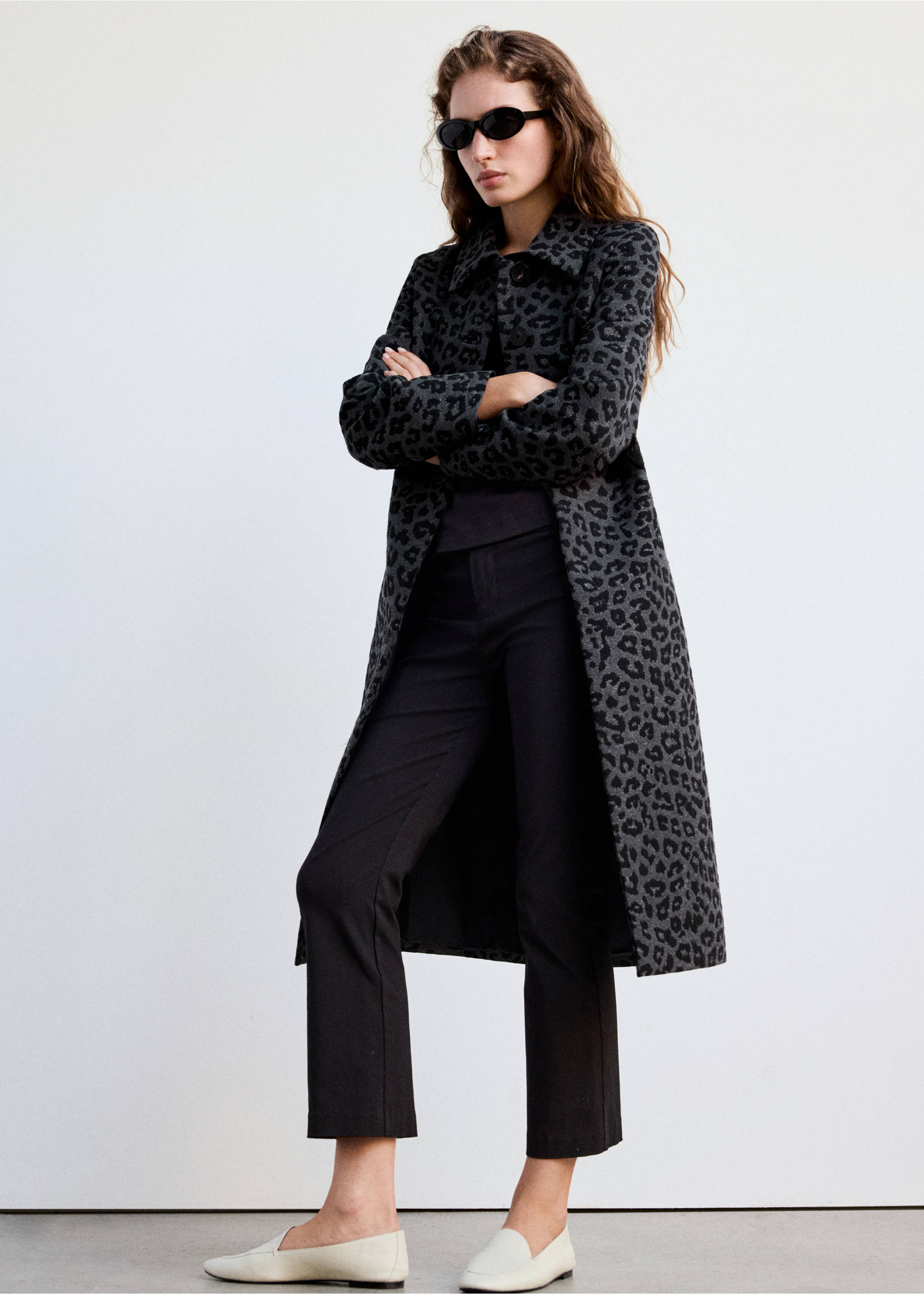 Leopard-print long coat - General plane, Grey. Ref: 37016752-00.
