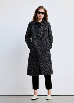 Leopard-print long coat — Grey 2