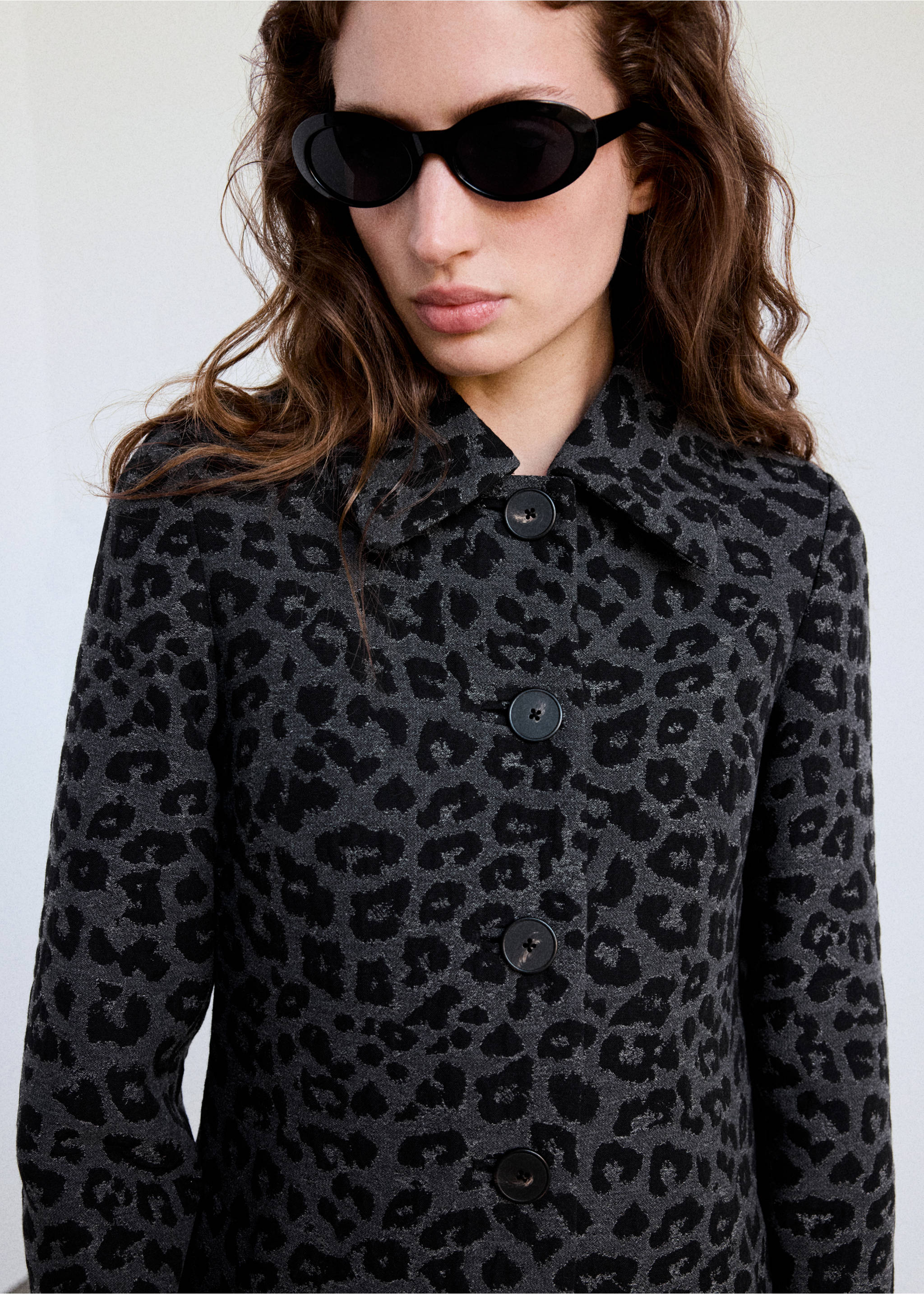 Leopard-print long coat - Medium plane, Grey. Ref: 37016752-00.